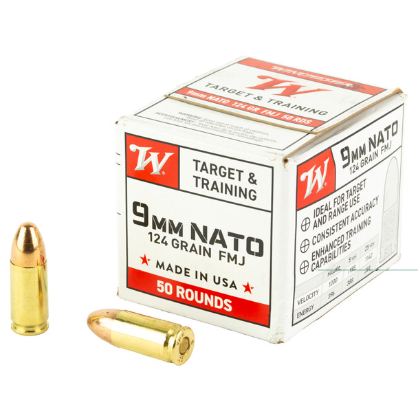 Winchester USA 9mm NATO 124gr FMJ 50-Round