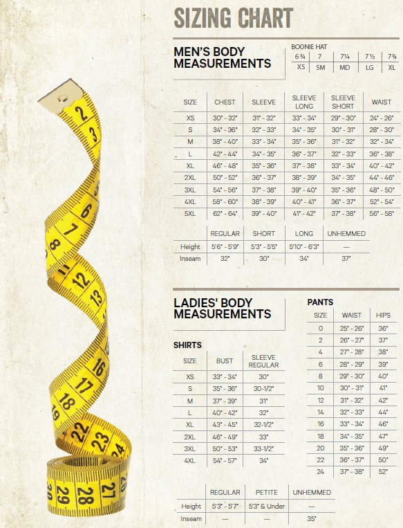 Tru Spec Size Chart